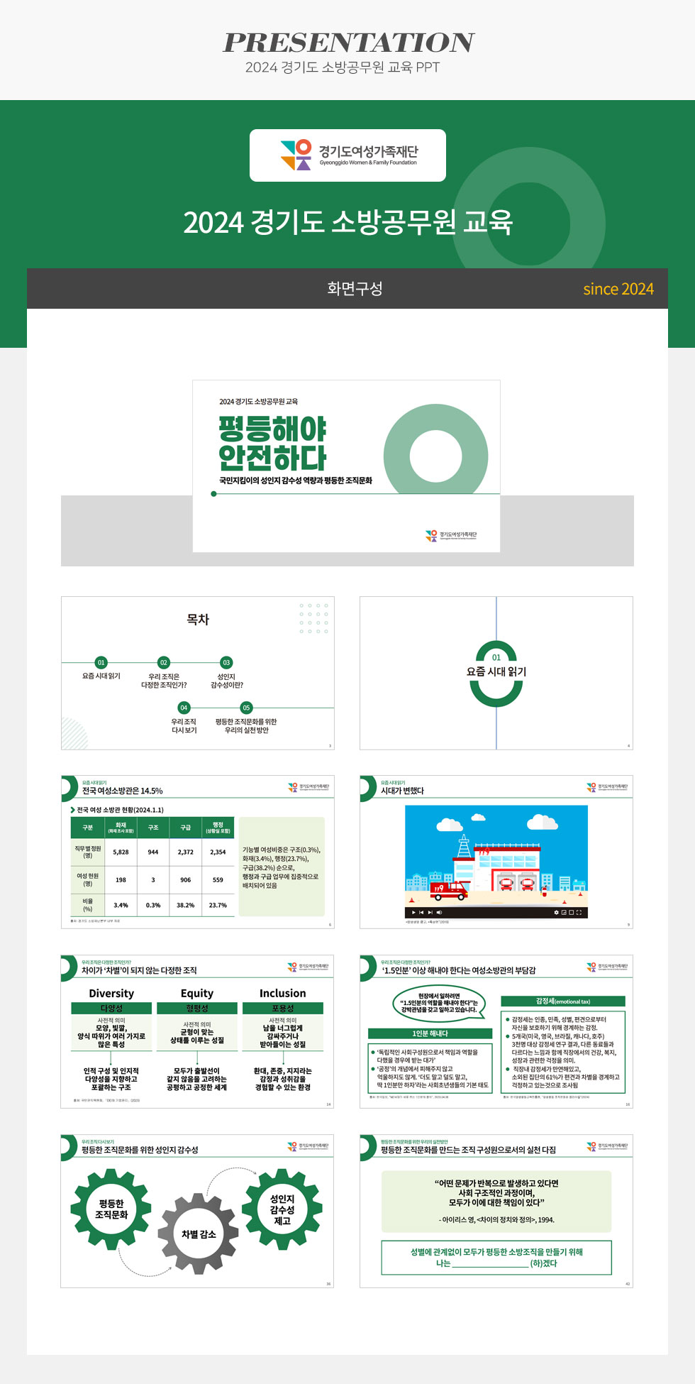 경기도여성가족재단 2024 경기도 소방공무원 교육 PPT 디자인