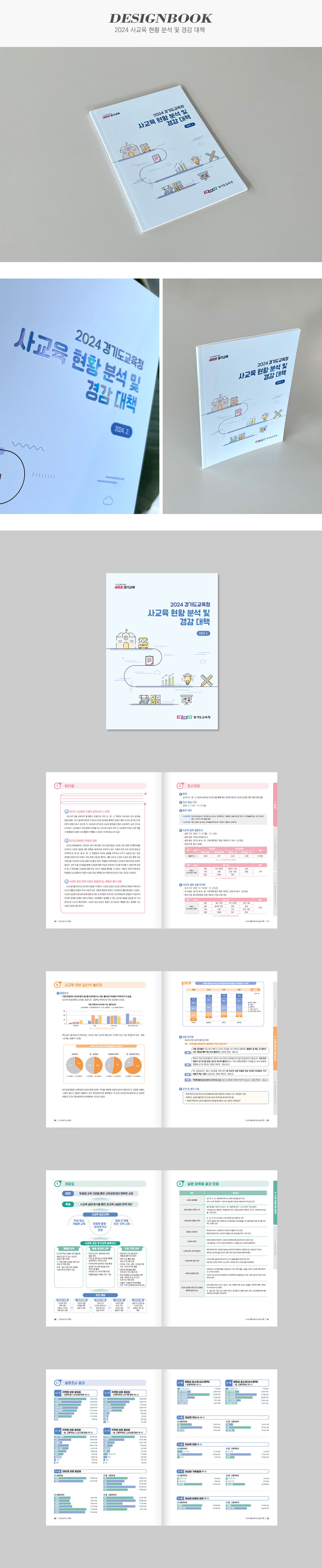 [디자인펌킨 | 2024 사교육 현황 분석 및 경감 대책 자료집] 2024사교육현황분석및경감대책/경기도교육청/190x257/250g스노우지/단면/4도/무광코팅/투명홀로그램박/무선제본/100g미색뉴플러스/양면/인쇄/인디자인/디자인/디자인북/자료집제작/디자인펌킨 | 포트폴리오 상세이미지
